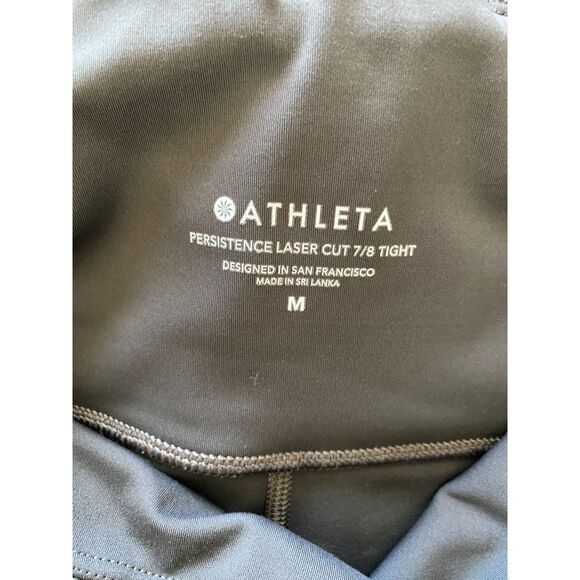Athleta Persistence Taupe Laser Cut 7/8 High Rise Stretch Workout Leggings Sz M - Picture 4 of 10